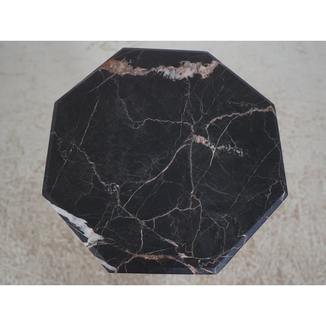 Neoclassical Black Marble Column Pedestal W. Bronze Work For Sale - Image 3 of 10