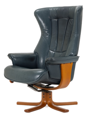 Vintage Scandinavian Adjustable Leather Lounge Chair from Hjellegjerde Møbler, 1980s