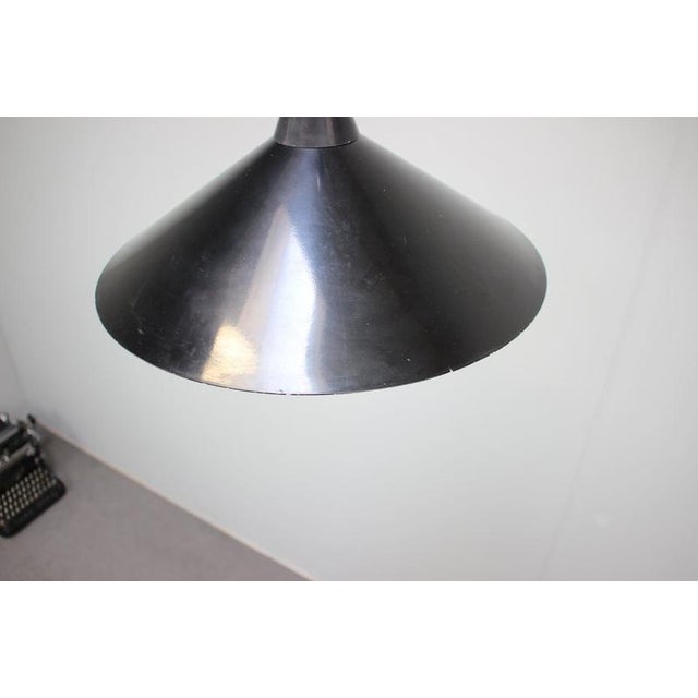 1970s Czechoslovakian Space Age Pendant Lamp in Black Metal, 1970s For Sale - Image 5 of 12