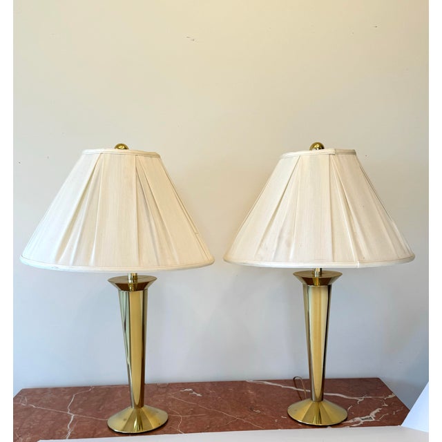 1960s Stiffel Brass Torch Form Table Lamps—a Pair For Sale - Image 12 of 12