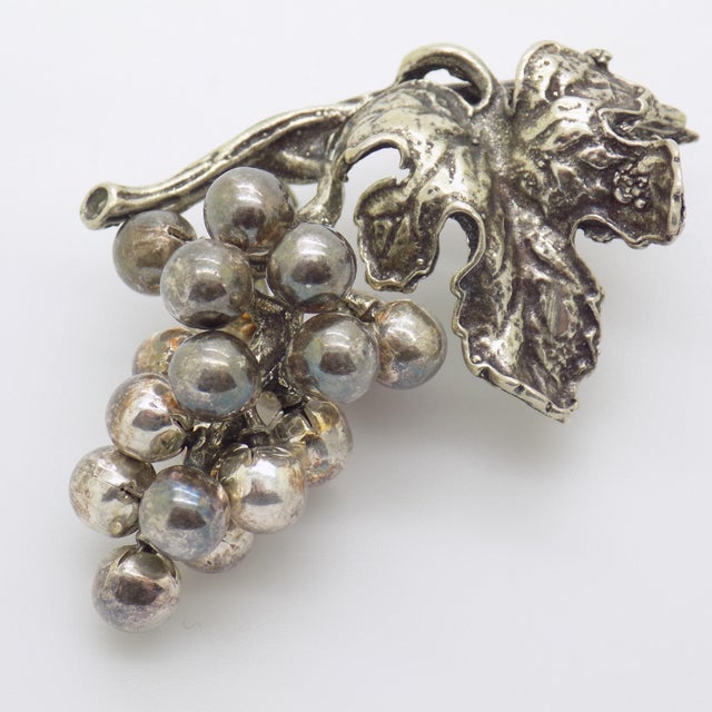 Italian Vintage Italian Handmade Genuine Silver Bunch of Grapes Large Miniature Figurine For Sale - Image 3 of 10