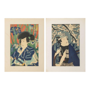 Toyohara Kunichika Kabuki Actor Scene Woodblocks, 2
