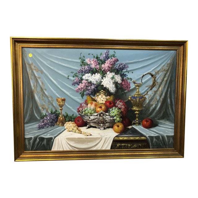 Early 20th Century **"Banquet of Beauty" by Bela Balogh – Original Signed Oil on Canvas For Sale