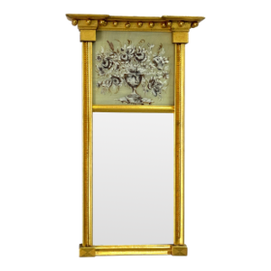 American Federal Églomisé and Giltwood Trapezoidal Pier Mirror