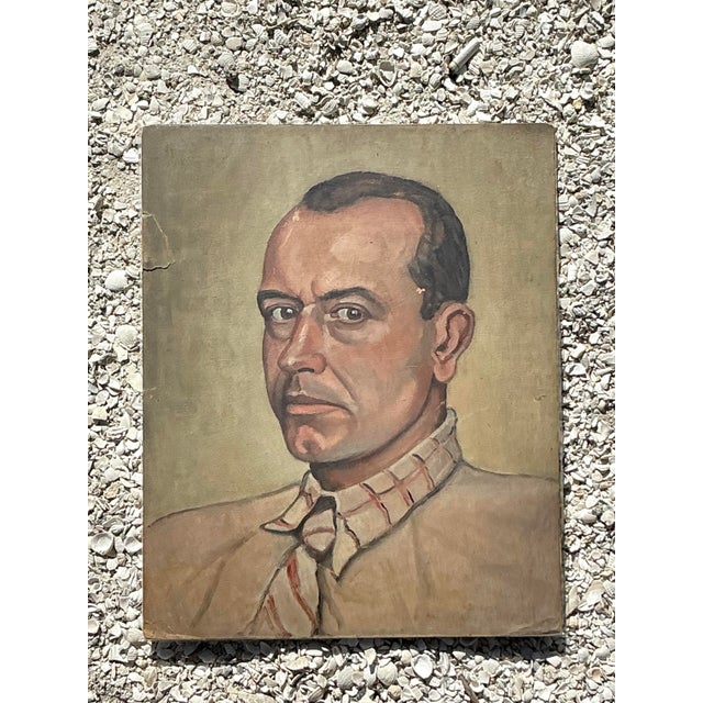 Vintage Boho Original Oil Portrait on Paper For Sale - Image 10 of 12