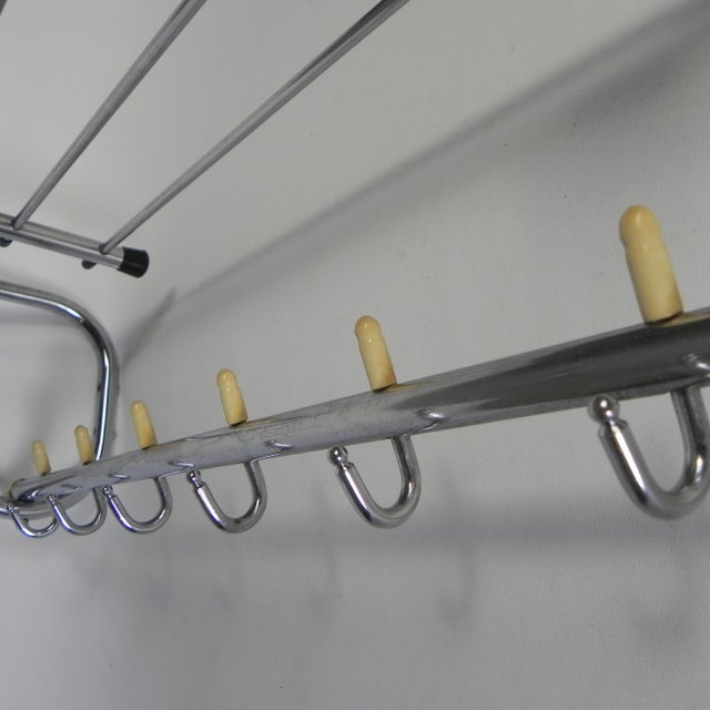 Black Vintage Chrome-Plated Wall Coat Rack, 1950s For Sale - Image 8 of 11