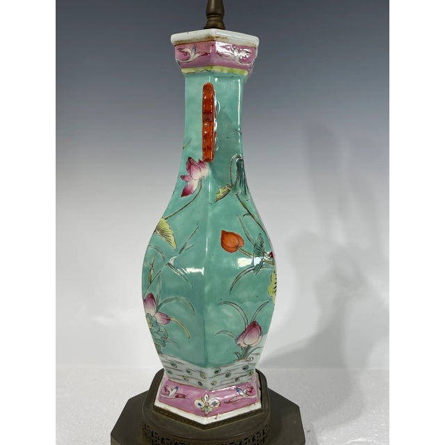 Chinese Antique Chinese Light Green Porcelain Lamp For Sale - Image 3 of 9