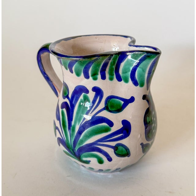 Mediterranean Spanish Fajalauza Majolica Hand Painted Large Creamer Pitcher For Sale - Image 3 of 17