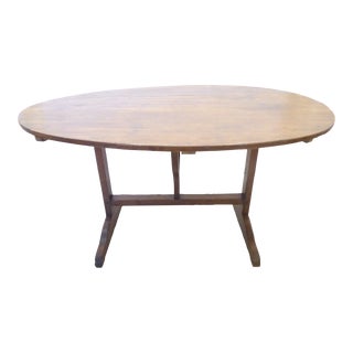 19th Century French Pine Oval Wine Tasting Table For Sale