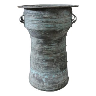 Southeast Asian Bronze Rain Drum Side Table For Sale