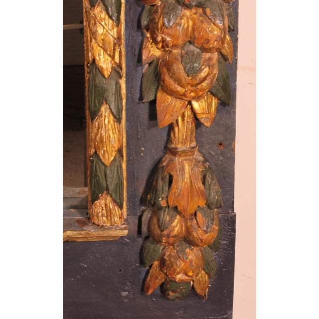 Brown Large 17th Century Spanish Mirror in Polychrome Wood For Sale - Image 8 of 12