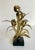 Mid 20th Century Vintage Brutalist Petite Gold Metal Flower Art on Black Stand For Sale - Image 5 of 7