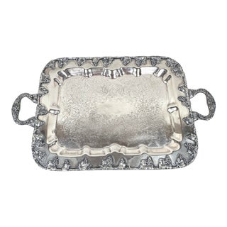 Vintage Large Grapevine Design Serving Tray For Sale