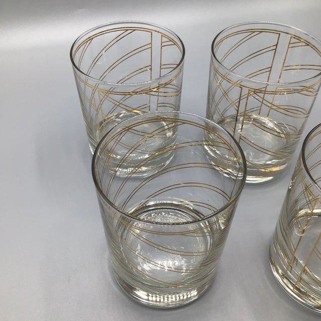 Gold Spiral Striped Culver Lowball Glasses - Set of 4 For Sale - Image 11 of 13
