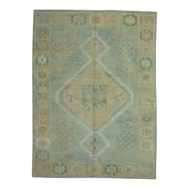 Turkish Oushak Rug 5' x 6'8" #19015 For Sale