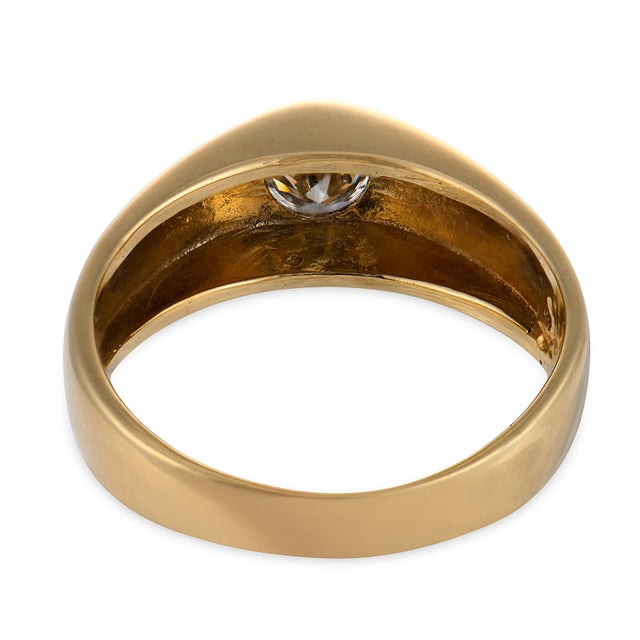 Vintage Diamond 14k Yellow Gold Bezel Engagement Ring, Size 8.5 For Sale In Los Angeles - Image 6 of 6