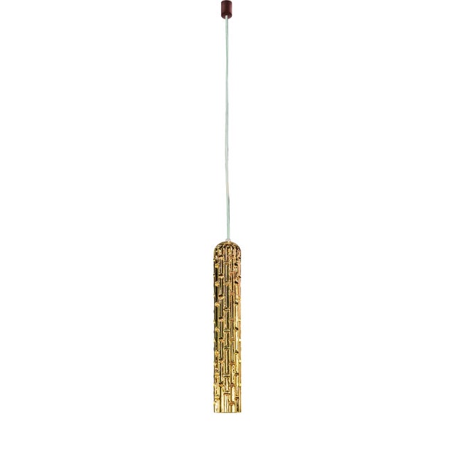 Italian Pipe Murano Glass Oro Single Suspension Lamp from VGnewtrend For Sale