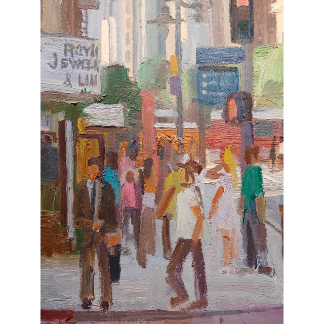 2010s Alex Schaefer -Diamond District Busy Streets in Downtown La -Oil Painting For Sale - Image 5 of 13