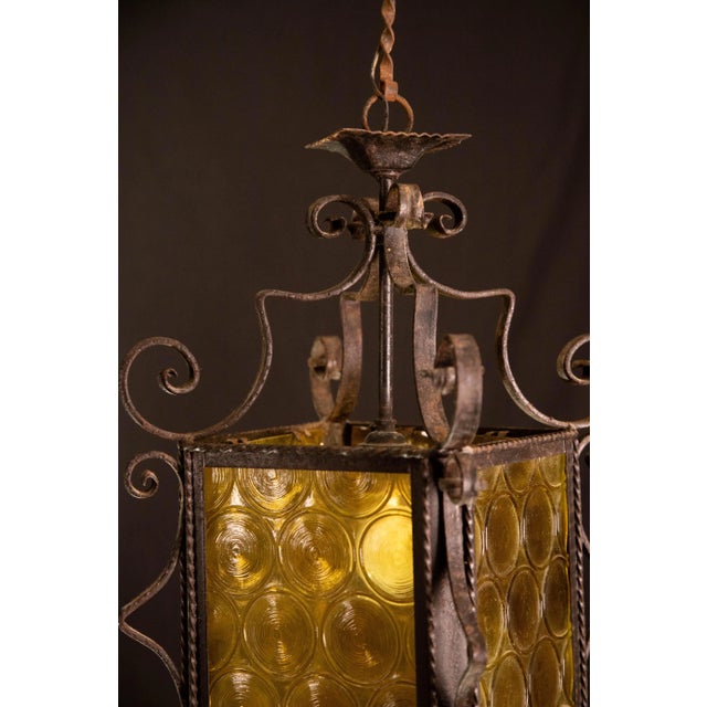 Vintage Italian Iron and Glass Lantern, 1960s For Sale - Image 10 of 12