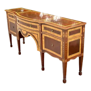 Vintage Regency Burl Inlay Sheridan Sideboard