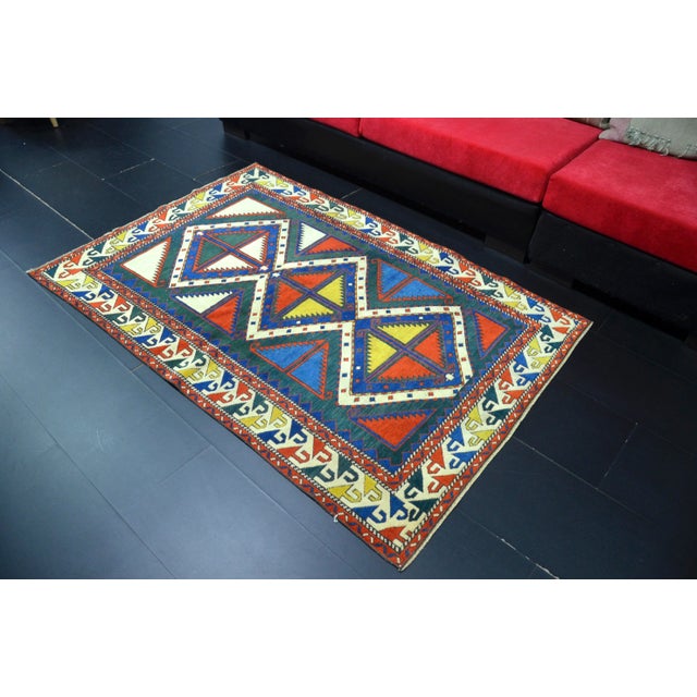 Tribal Vintage Tribal Turkish Hand Knotted Multicolor Rug For Sale - Image 3 of 10