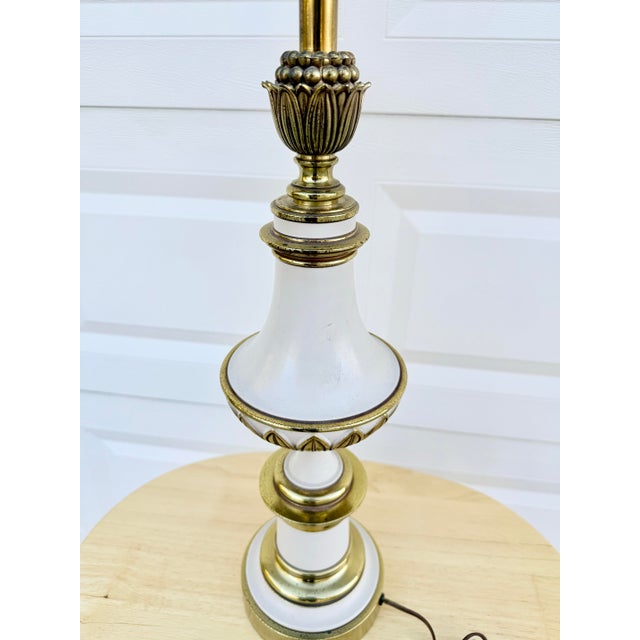 Mid 20th Century Vintage Brass and Glazed Metal Mid Century Lamp For Sale - Image 5 of 11