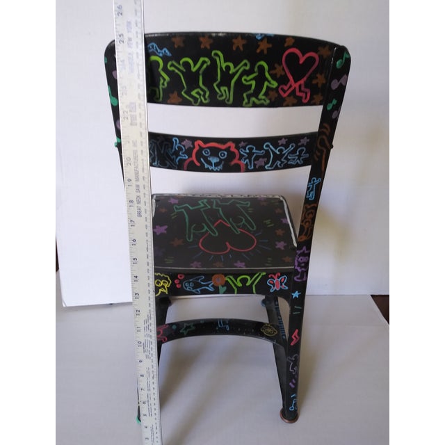 1930s 1930s Keith Haring Style Child's Chair Hand Painted For Sale - Image 5 of 7