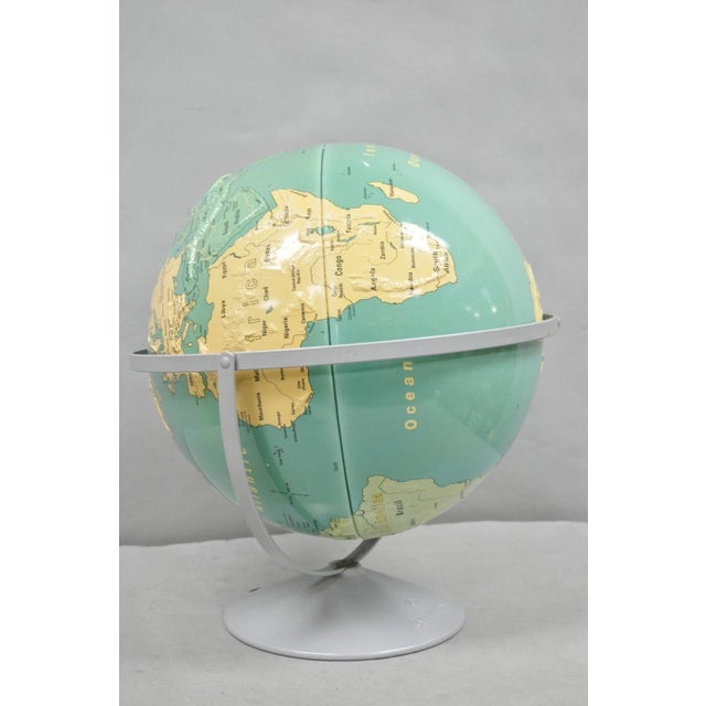 Vintage Nystrom 16" Large Sculptural Relief Classroom Double Axis World Globe For Sale In Philadelphia - Image 6 of 17