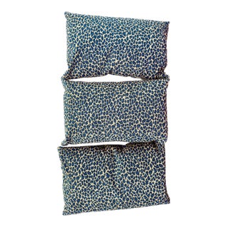 Custom Lee Jofa Down Throw Pillows, Oscar De La Renta II Collection, Le Leopard Sapphire, Set of 3 For Sale