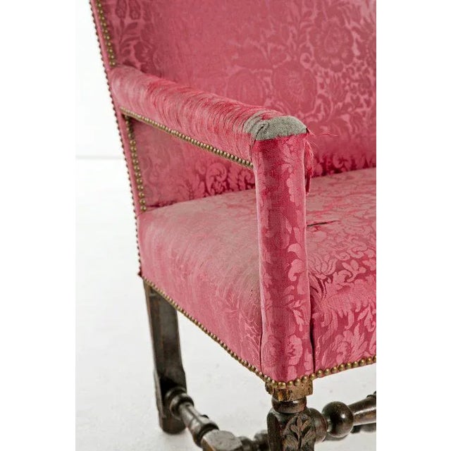 Early 18th Century Early 18th Century French Pink Upholstered Armchair For Sale - Image 5 of 10