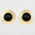 Gold Karl Lagerfeld Paris Gilt Metal Clip Earrings with Black Intaglio For Sale - Image 8 of 8