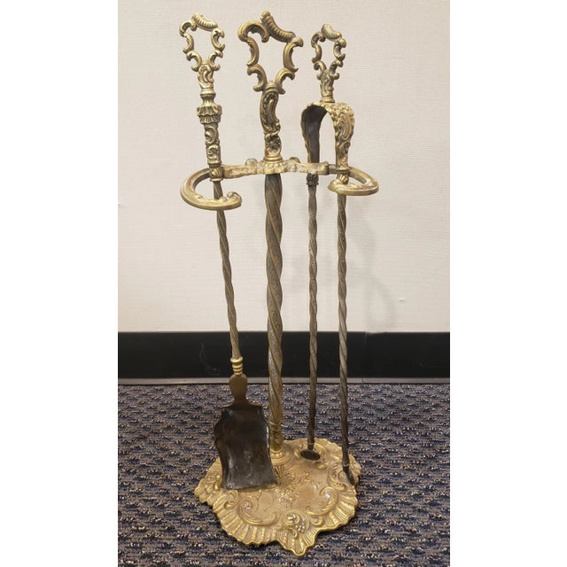 Metal Set of Luxurious Victorian Bronze Fire Place Tools For Sale - Image 7 of 9