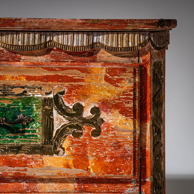 Wood Red-Painted Commode from Irschenberg, Southern Germany, 19th Century For Sale - Image 7 of 10