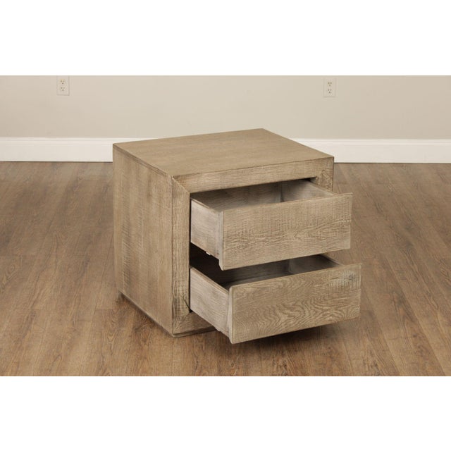 Modern Restoration Hardware Reclaimed Oak Closed Nightstand For Sale - Image 3 of 12