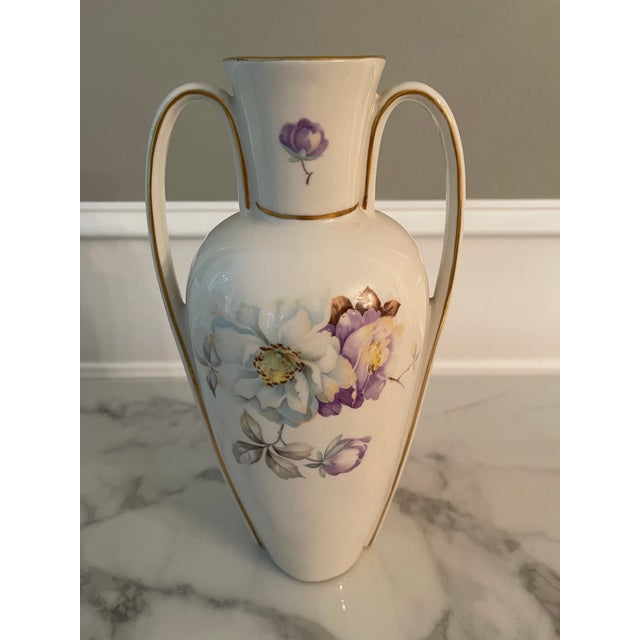 1920s Antique Double Handle Floral Vase For Sale - Image 5 of 7
