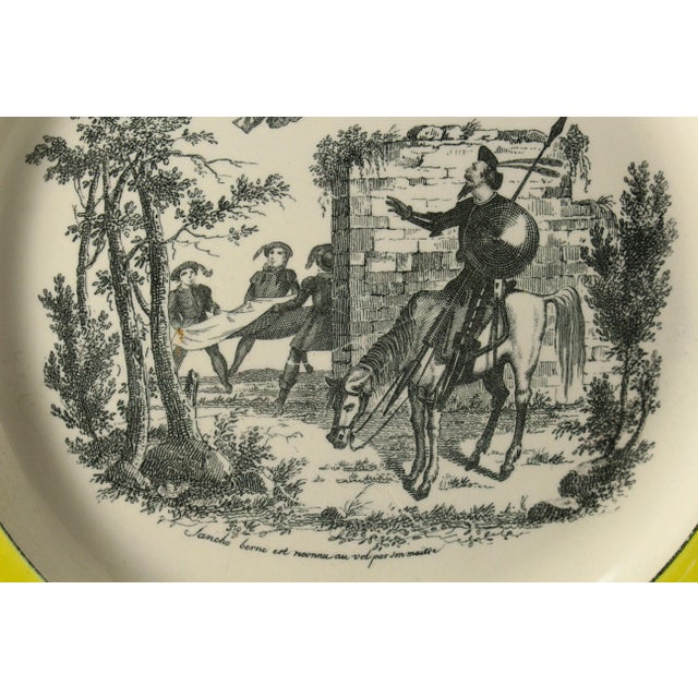 Mid. 19th C. Pair Creil Montreau Faience Creamware Plates - Don Quixote Scenes, France For Sale - Image 16 of 18