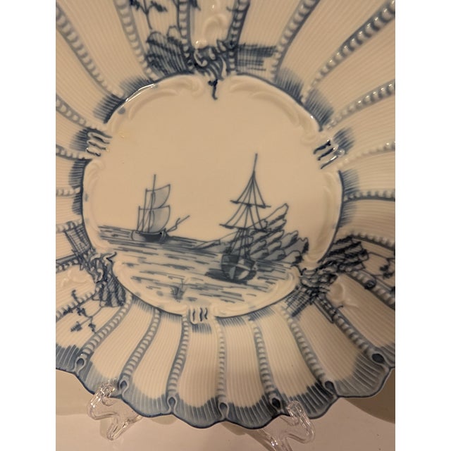 Ceramic Antique Weimar Germany Porcelain Blue & White Copenhagen Pattern Plates - Set of 5 For Sale - Image 7 of 11