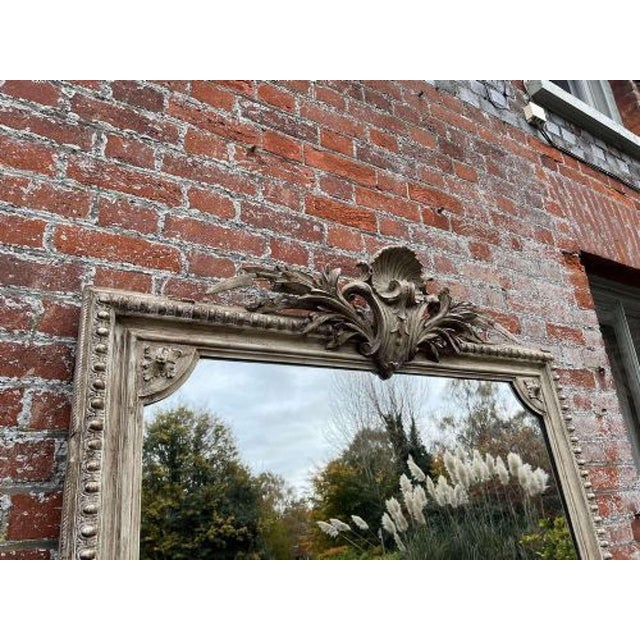 Large Antique 19th Century French Carved Wood & Gesso Mirror For Sale - Image 6 of 8