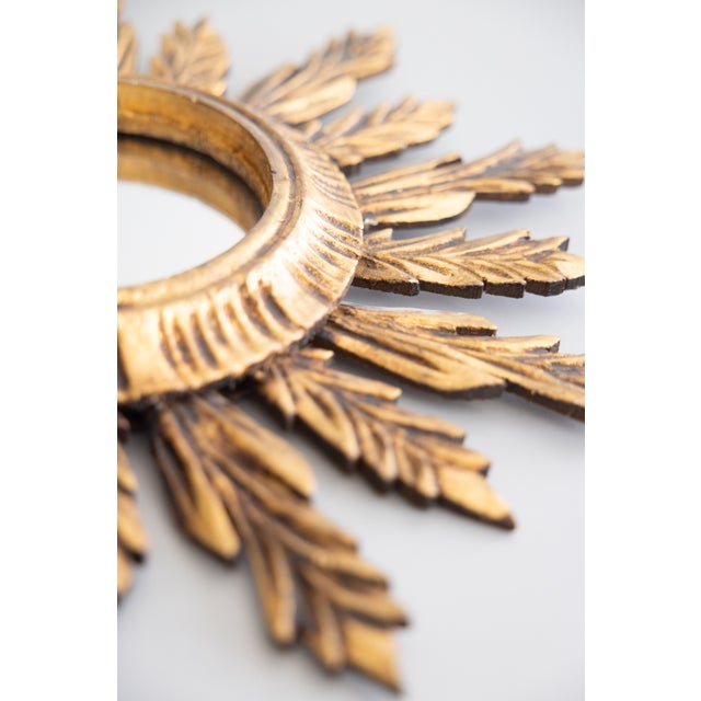 Mid Century French Giltwood Sunburst Mirror For Sale In Houston - Image 6 of 8