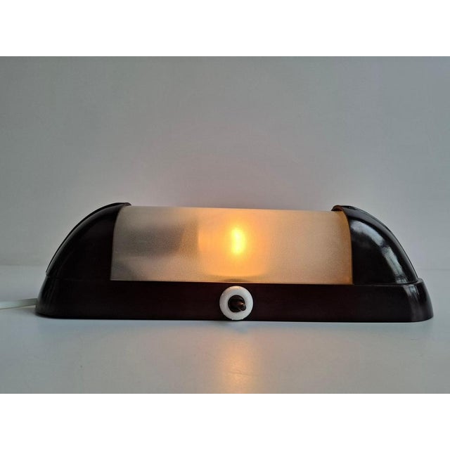 Art Deco Bakelite Wall Lamp with Frosted Glass, Czechoslovak, 1930s For Sale - Image 16 of 18