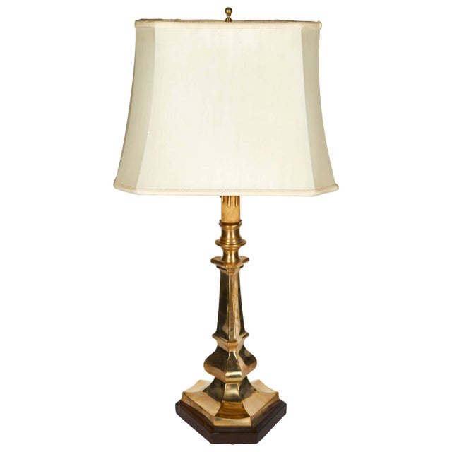 Brass Italian Classical Brass Candlestick Table Lamp For Sale - Image 8 of 8