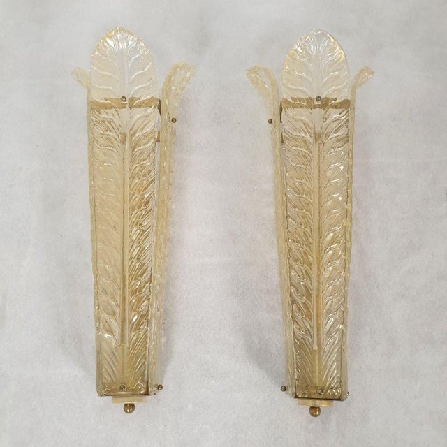 Pair of large Murano glass Mid Century Modern sconces, attributed to Barovier & Toso, Italy 1970s. Three pairs, set of 6...