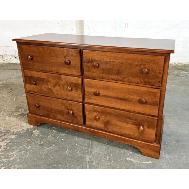 Late 20th Century Cherry Six-Drawer Dresser With Arched Mirror For Sale - Image 4 of 13