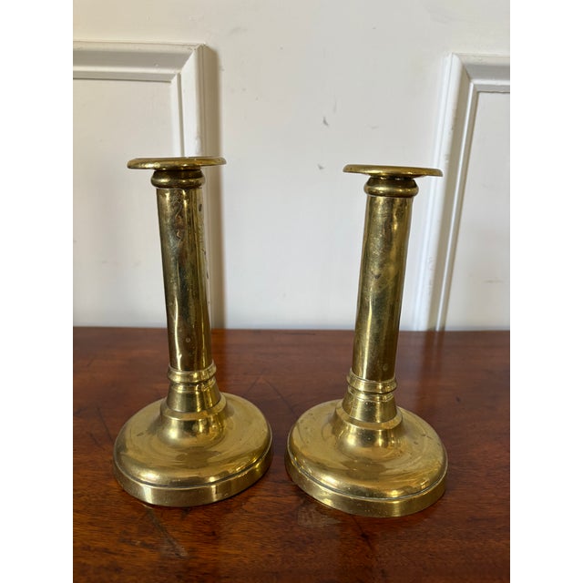 19th Century Pair of English Telescopic Polished Brass Candlesticks, 19th Century For Sale - Image 5 of 5
