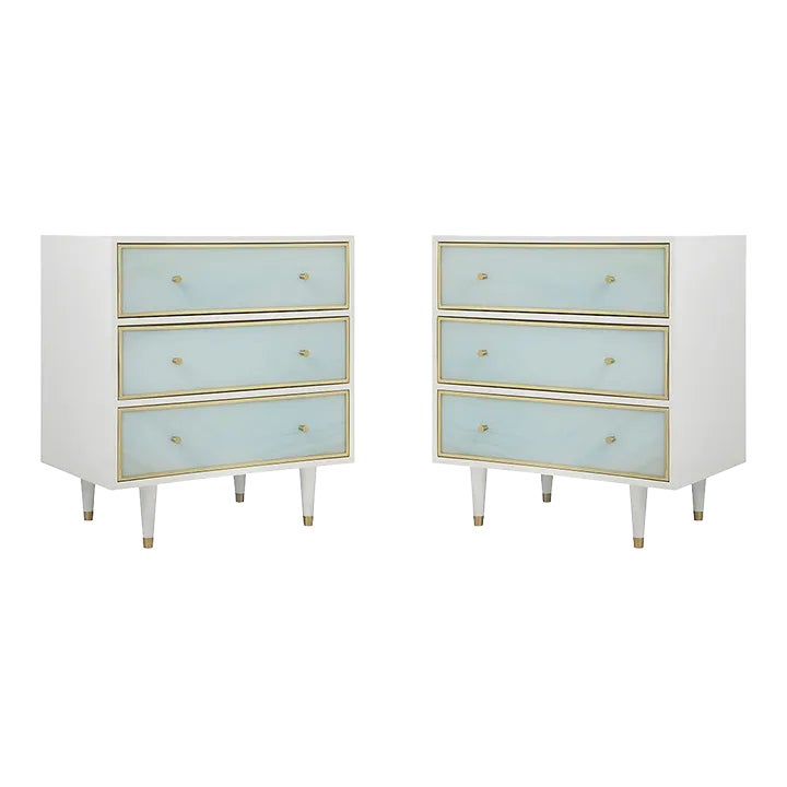 Pair of Coastal Sea Glass Nightstands | Chairish