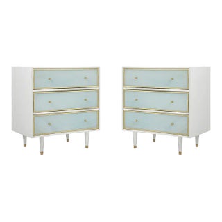 Pair of Coastal Sea Glass Nightstands For Sale