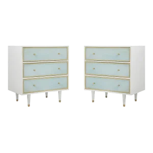 Pair of Coastal Sea Glass Nightstands