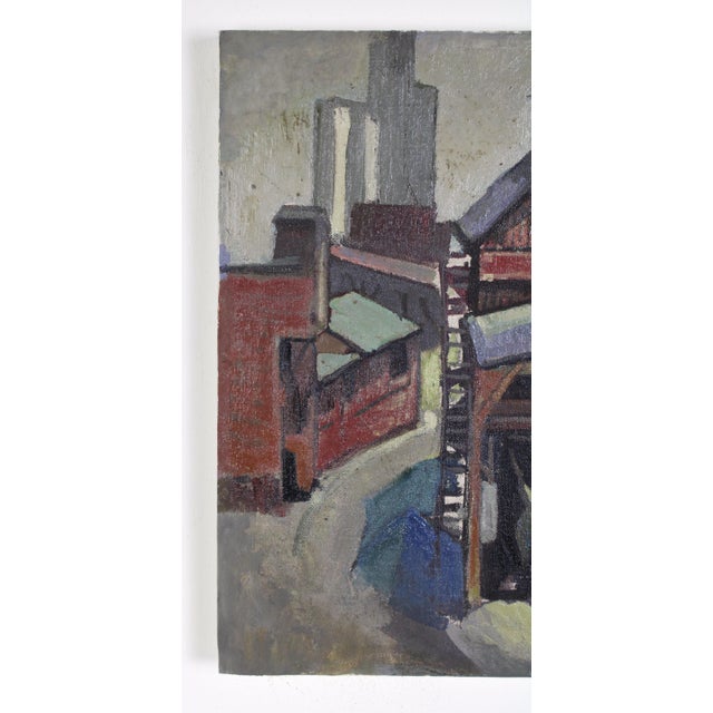 Antique Wpa 1912 Oil Painting of Shipping Yard by Frank Culman For Sale - Image 4 of 9