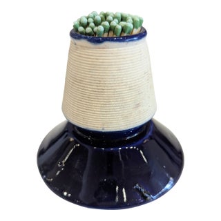 Mid-Century Cobalt Blue Ceramic Match Striker For Sale