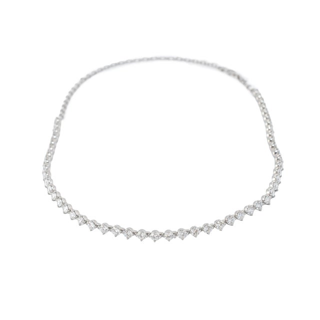 Platinum & 14k White Gold 11.27ctw Lab Grown Diamond Link Tennis Necklace For Sale - Image 4 of 8